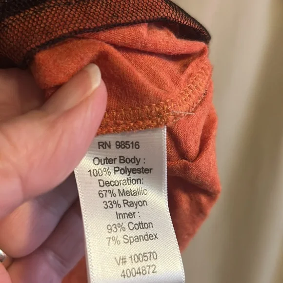 Coldwater Creek black/rust mesh/metallic sequin top size medium boho look - Picture 4 of 7